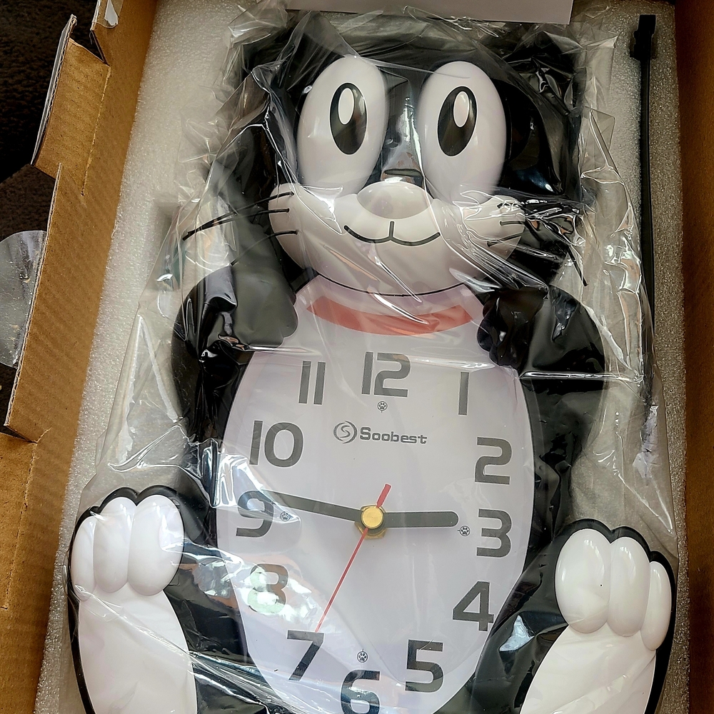 Black and White Cat Wall Clock